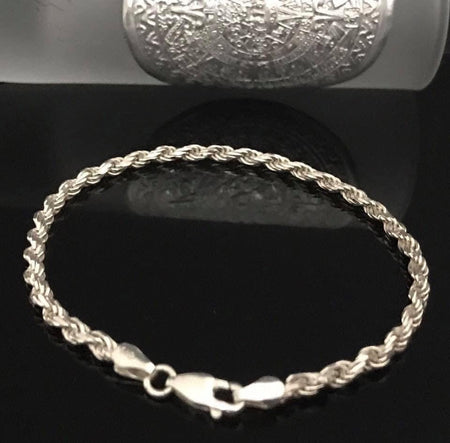 (CEP - 35) .925 Plata Pulsera Estilo Cuerda - JoyeriaParis