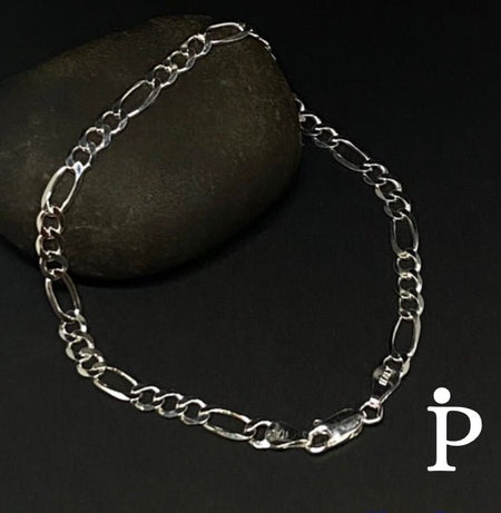 (CEP - 46) .925 Plata pulsera estilo fígaro - JoyeriaParis