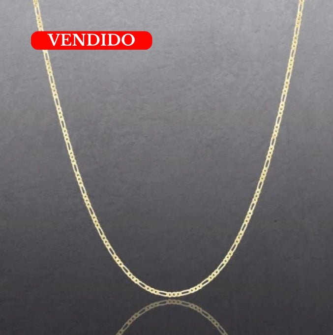 (CO - 01) 14K Chain gold yellow,style fígaro, size 20” - 2 mm - JoyeriaParis