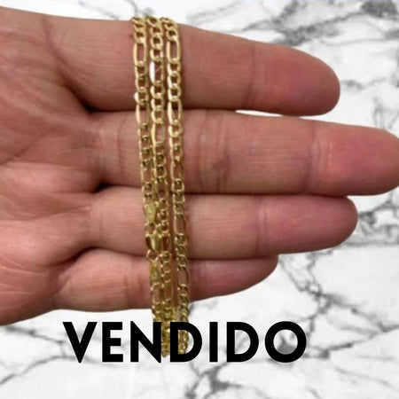 (CO - 02) 14K Cadena Oro Amarillo, estilo fígaro, mide 24” - 3 mm aprox. - JoyeriaParis