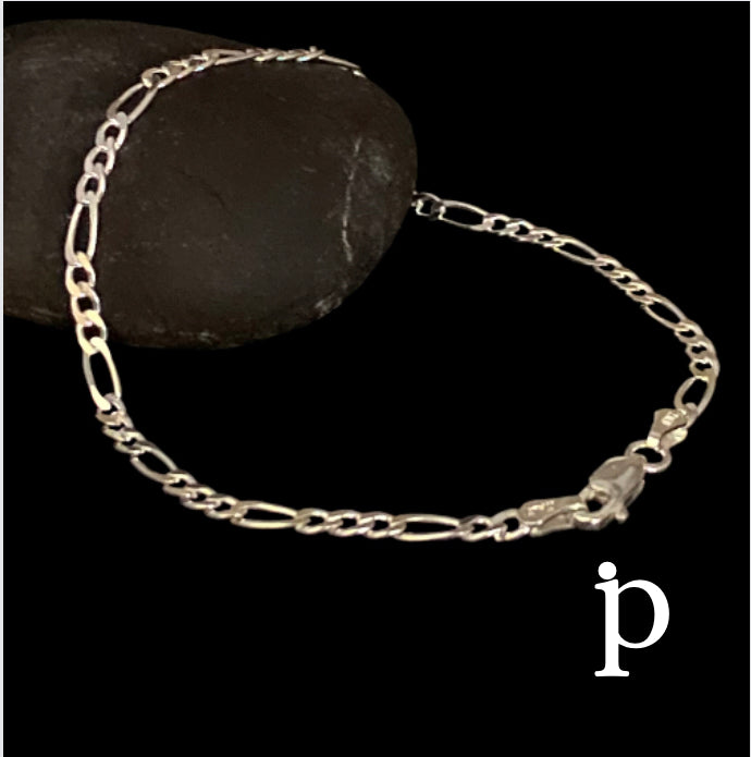 (CEP-31) .925 Silver Figaro Style Bracelet