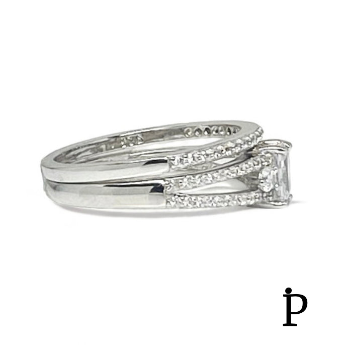 (ACP-109) .925 Silver Silver Wedding Rings With Clear Zirconia
