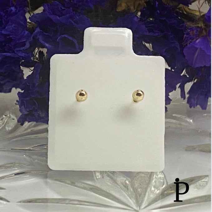 (AO-78) Heart Earrings with White Zirconia in 14K Gold
