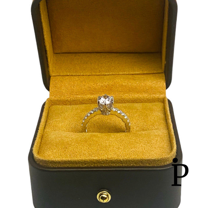 (ACP-31) .925 Silver Engagement Ring with Six Nail Crown and Clear Cubic Zirconia