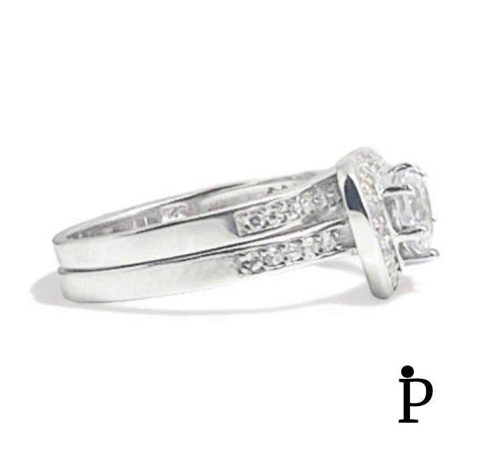 (ACP-92) .925 Silver CZ Wedding Ring Set