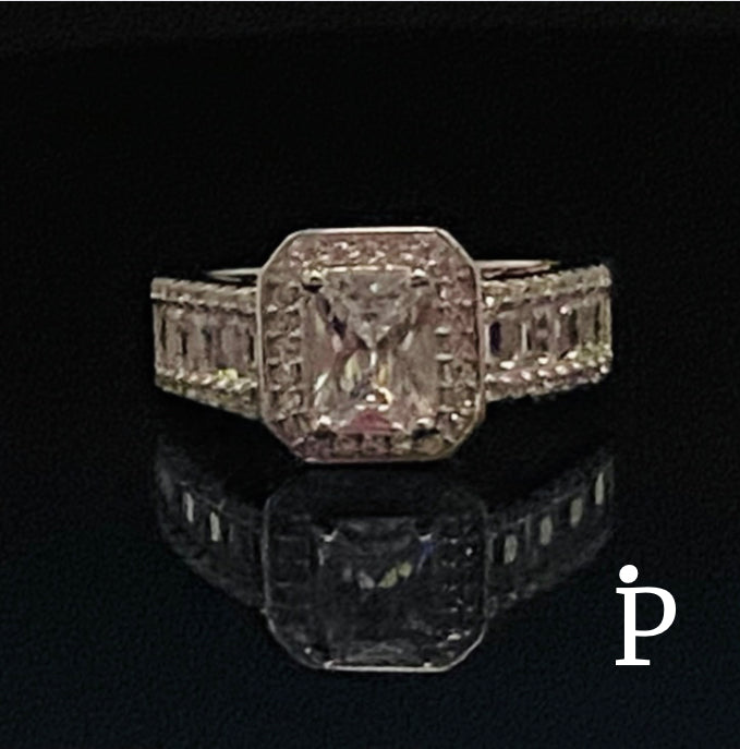 (ACP-74) .925 Silver Emerald Cut CZ Ring