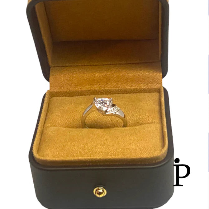 (ACP-08) .925 Silver Heart Shaped Cut Cubic Zirconia Engagement Ring.