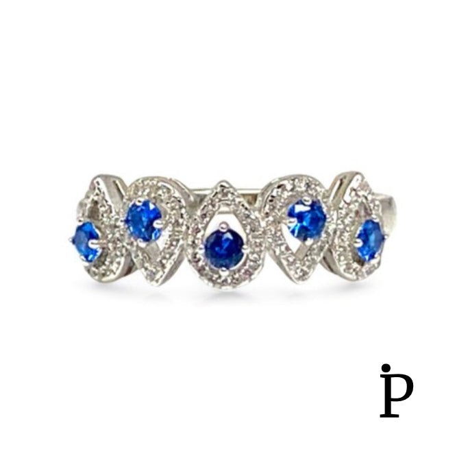 (AE-100).925 Silver Blue Tears Spinel CZ Ring