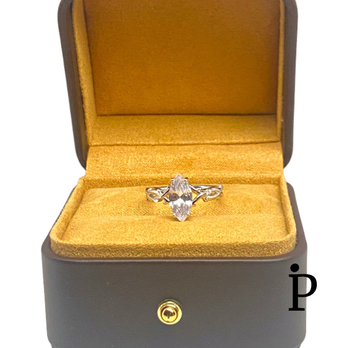 (ACP-161).925 Silver Marquise Cut Cubic Zirconia Ring