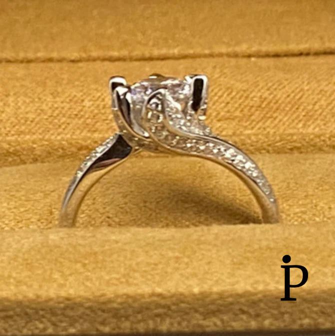 (ACP-42) .925 Silver Engagement Ring With Round Cut CZ.