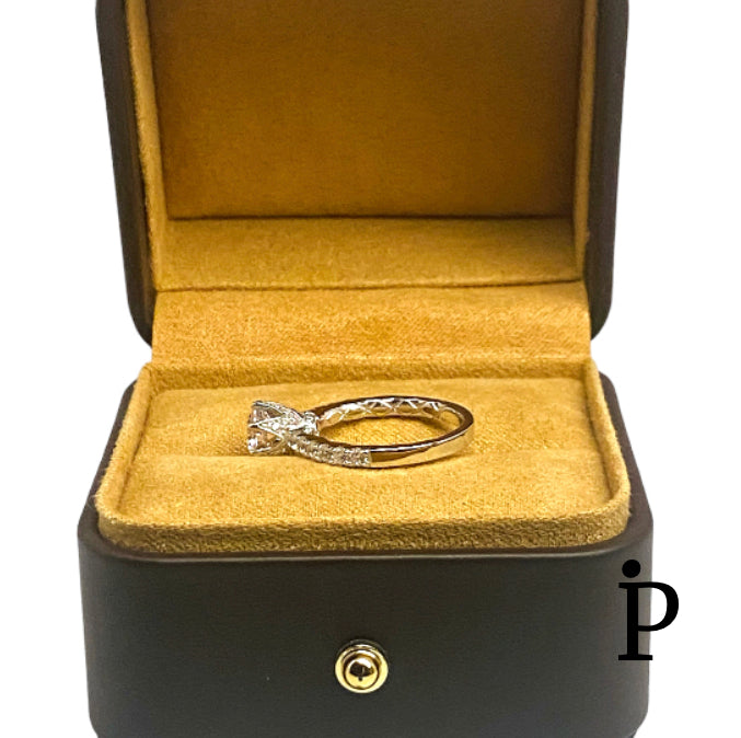 (ACP-31) .925 Silver Engagement Ring with Six Nail Crown and Clear Cubic Zirconia