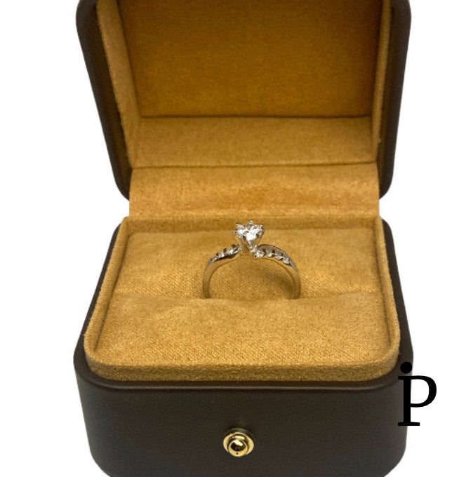 (ACP-38).925 Silver Engagement Ring with White Round Zirconia.
