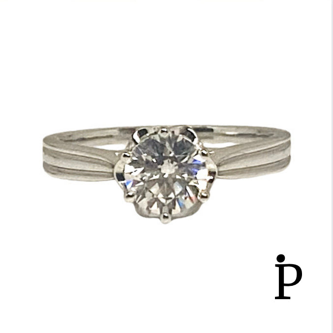 (ACP-49) .925 Silver Flower Ring with Clear CZ