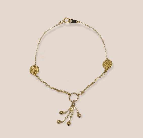 (PSO - 03) 14K Pulsera amarilla, mide 7” Aprox. - JoyeriaParis