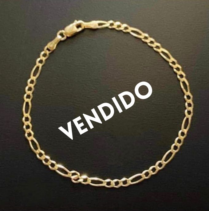 (PSO - 04) 14K Pulsera Fígaro mide 7” de largo, por 2.7 mm Ancho Aprox. - JoyeriaParis