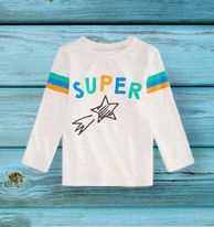 (RNN - 02) Playera para niño para 1 año con estampado color gris con estampado en estrella - JoyeriaParis