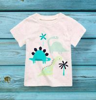 (RNN - 03) Playera para niño para 2 años con estampado color gris con estampado en dinosaurios - JoyeriaParis