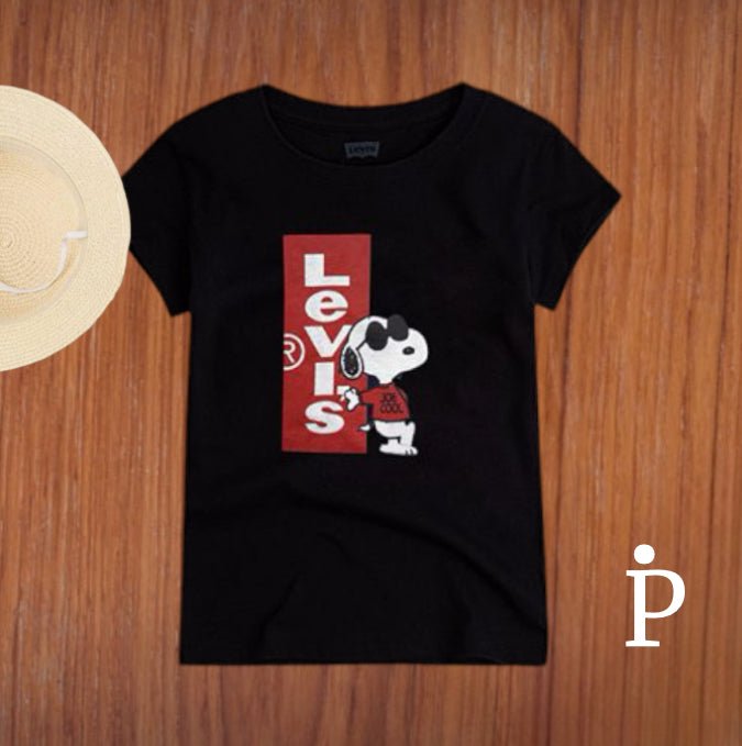 (RNN - 04) Playera para niña para 6 - 7 años con estampado de snoopy marca Levi’s - JoyeriaParis