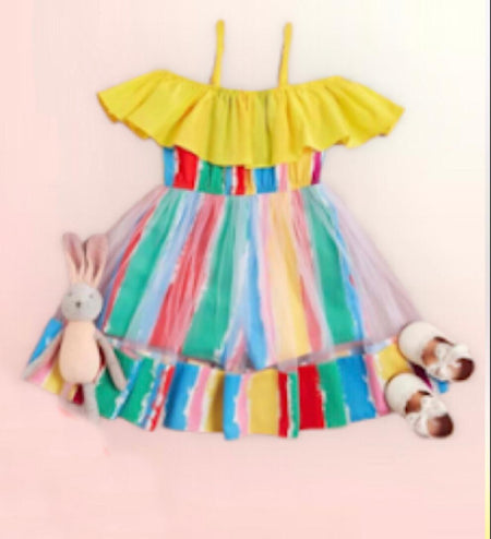 (RNN - 104) Vestido multicolor para niña 4/5 años - JoyeriaParis