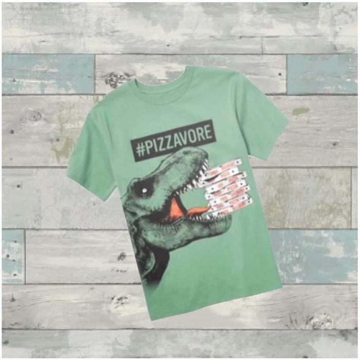 (RNN - 136) Playera para niño 7 y 8 años color verde con estampado de Dinosaurio - JoyeriaParis