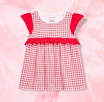 (RNN - 25) Vestido para niña para 2 años estampado en cuadros rojos y blancos - JoyeriaParis