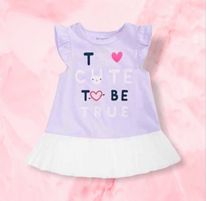 (RNN - 27) Vestido para niña de 2 años color lavanda y blanco estampado - JoyeriaParis