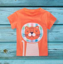 (RNN - 32) Playera para niño de 2 años color anaranjado con estampado - JoyeriaParis