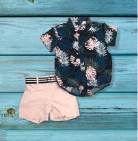 (RNN - 35) Dos piezas para niño 9 - 12 meses camisa estampada con short - JoyeriaParis