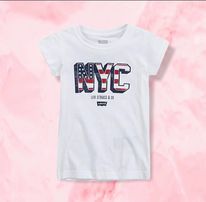 (RNN - 39) Playera para niña para 4 años color blanca con estampado de NYC - JoyeriaParis