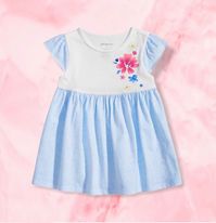 (RNN - 40) Vestido para bebé 6 - 9 meses color azul y estampado con una flor - JoyeriaParis