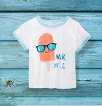 (RNN - 45) Playera para niño para 2 años color blanco con estampado de una paleta - JoyeriaParis