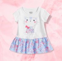 (RNN - 49) Vestido para niña 12 meses con estampado de una gatita - JoyeriaParis