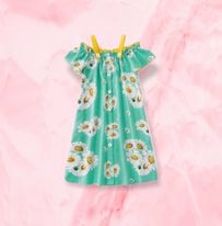 (RNN - 64) Vestido para niña 3 - 4 años en color verde con estampado de en flores - JoyeriaParis