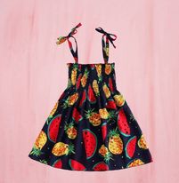 (RNN - 74) Vestido para niña 2 - 3 años con estampado piñas y sandías - JoyeriaParis