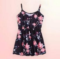 (RNN - 76) Vestido para niña para 5 - 6 años en color negro con estampado de flores - JoyeriaParis