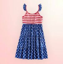 (RNN - 78) Vestido para niña 3 - 4 años con estampado de rayas y estrellas - JoyeriaParis