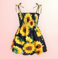 (RNN - 81) Vestido para niña 2 - 3 años con estampado en girasoles - JoyeriaParis