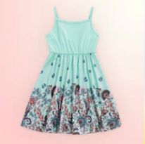 (RNN - 84) Vestido para niña para 3 - 4 años en color verde con estampado de flores - JoyeriaParis