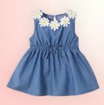 (RNN - 85) Vestido para niña 18 - 24 meses en color azul con flores - JoyeriaParis