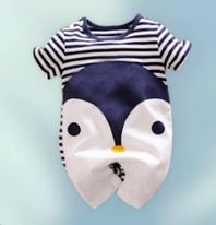 (RNN - 87) Mameluco para bebé 12 - 18 meses color azul con estampado de pingüino - JoyeriaParis