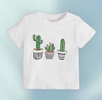 (RNN - 88) Playera para niño 18 - 24 meses color blanca con estampado de cactus - JoyeriaParis