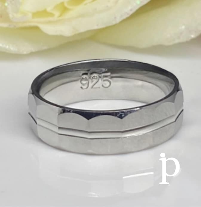 T - 24 Trío de anillos de .925 Plata, con Circonia color rosa corte esmeralda. - JoyeriaParis