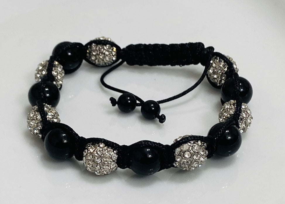 (UA - 18)Pulsera de shamballa color negra y color blanca unisex - JoyeriaParis