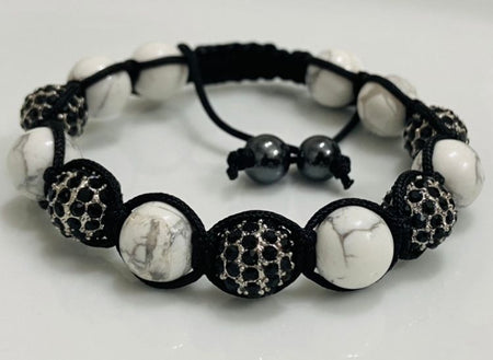 (UA - 19)Pulsera de shamballa color negra y color mármol unisex. - JoyeriaParis