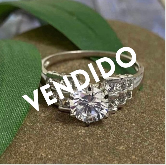 (ULP - 09) .925 plata anillo de compromiso corte redondo. - JoyeriaParis