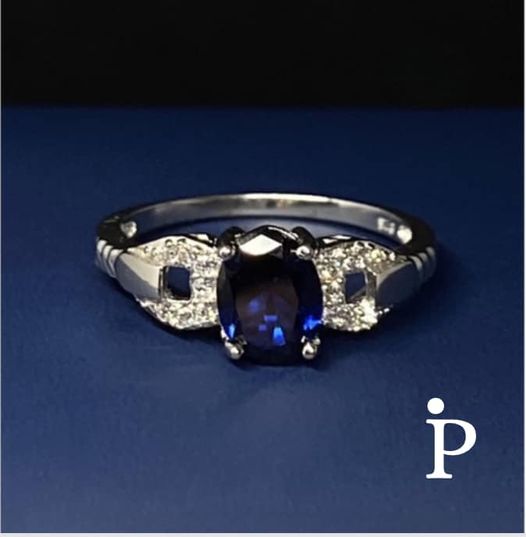 (ULP - 37).925 Plata Anillo color azul Zafiro - JoyeriaParis