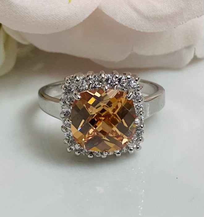 (ULP - 56).925 Plata anillo color naranja - JoyeriaParis