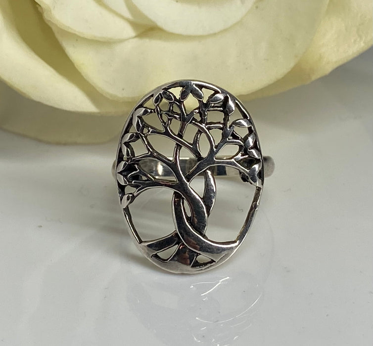 (ALP-29) .925 Silver Smooth Ring, Tree of life.