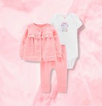(RNN-14) 3 pieces for a 6-month-old baby in pink with a romper