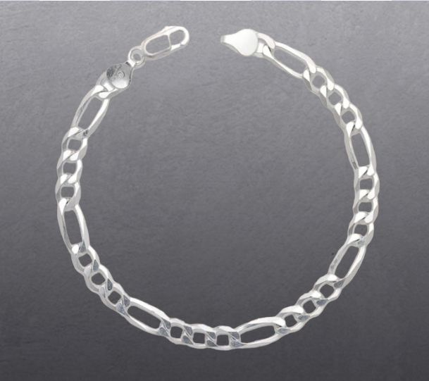 (CEP-33) .925 Silver Figaro Style Bracelet